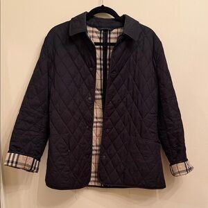 Burberry Black Quilted Jacket with Check Lining